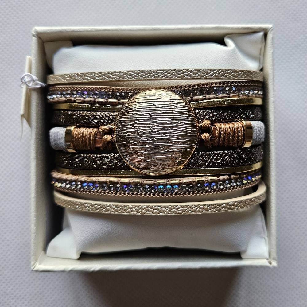 Saachi Bracelet Leather Optical Stacked